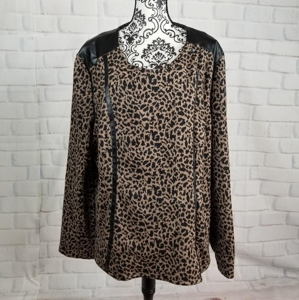 Marc Bouwer moto faux leather trim jacket sz 3x